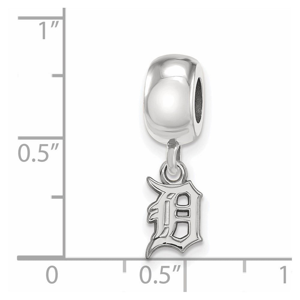 Sterling Silver Rhodium-plated MLB Detroit Tigers Letter D Extra Small Dangle Bead