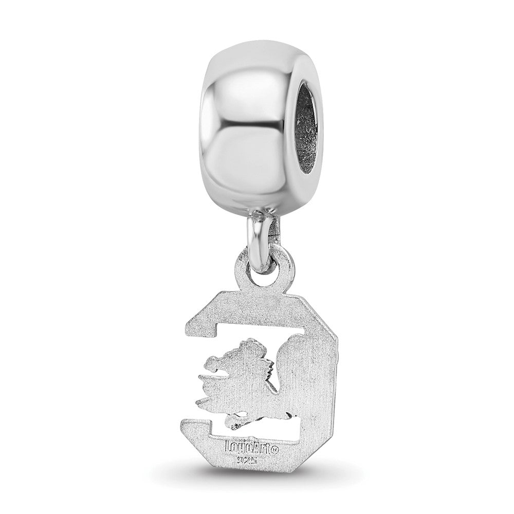 Sterling Silver Rhodium-plated University of South Carolina Extra Small Dangle Bead Charm