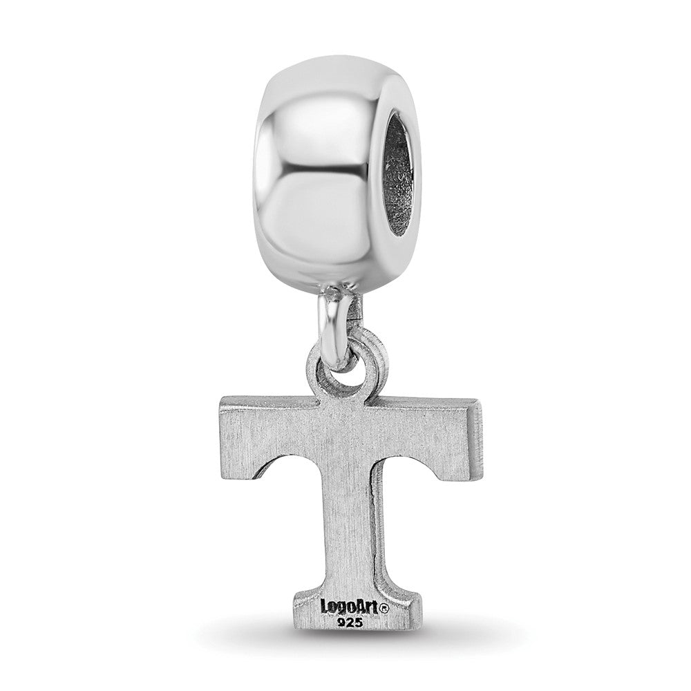 Sterling Silver Rhodium-plated University of Tennessee Letter T Extra Small Dangle Bead Charm