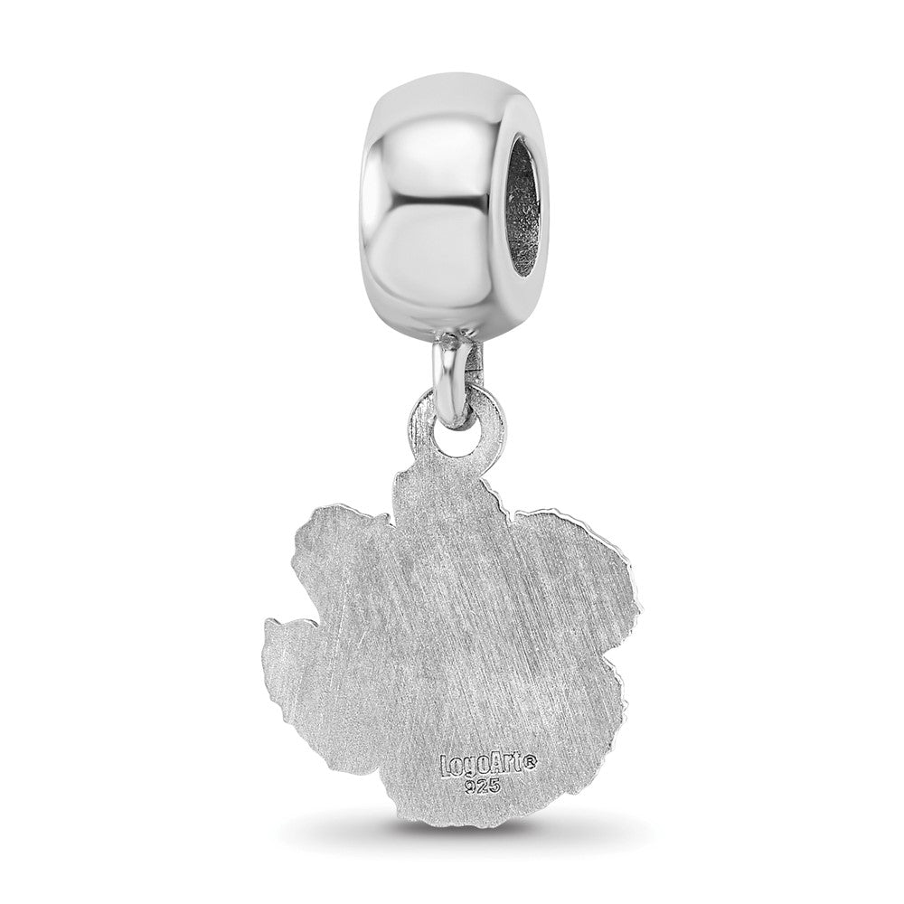 Sterling Silver Rhodium-plated Clemson University Tiger Paw Small Dangle Bead Charm