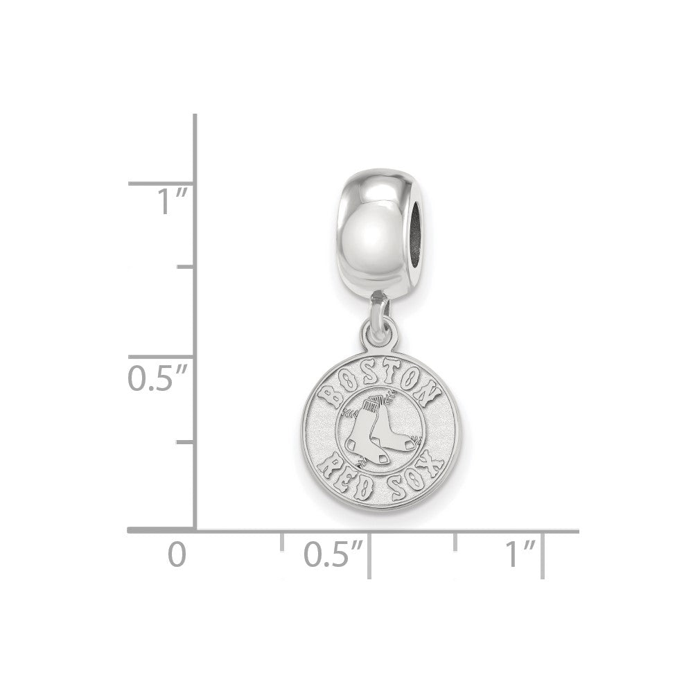 Sterling Silver Rhodium-plated MLB Boston Red Sox Small Dangle Bead