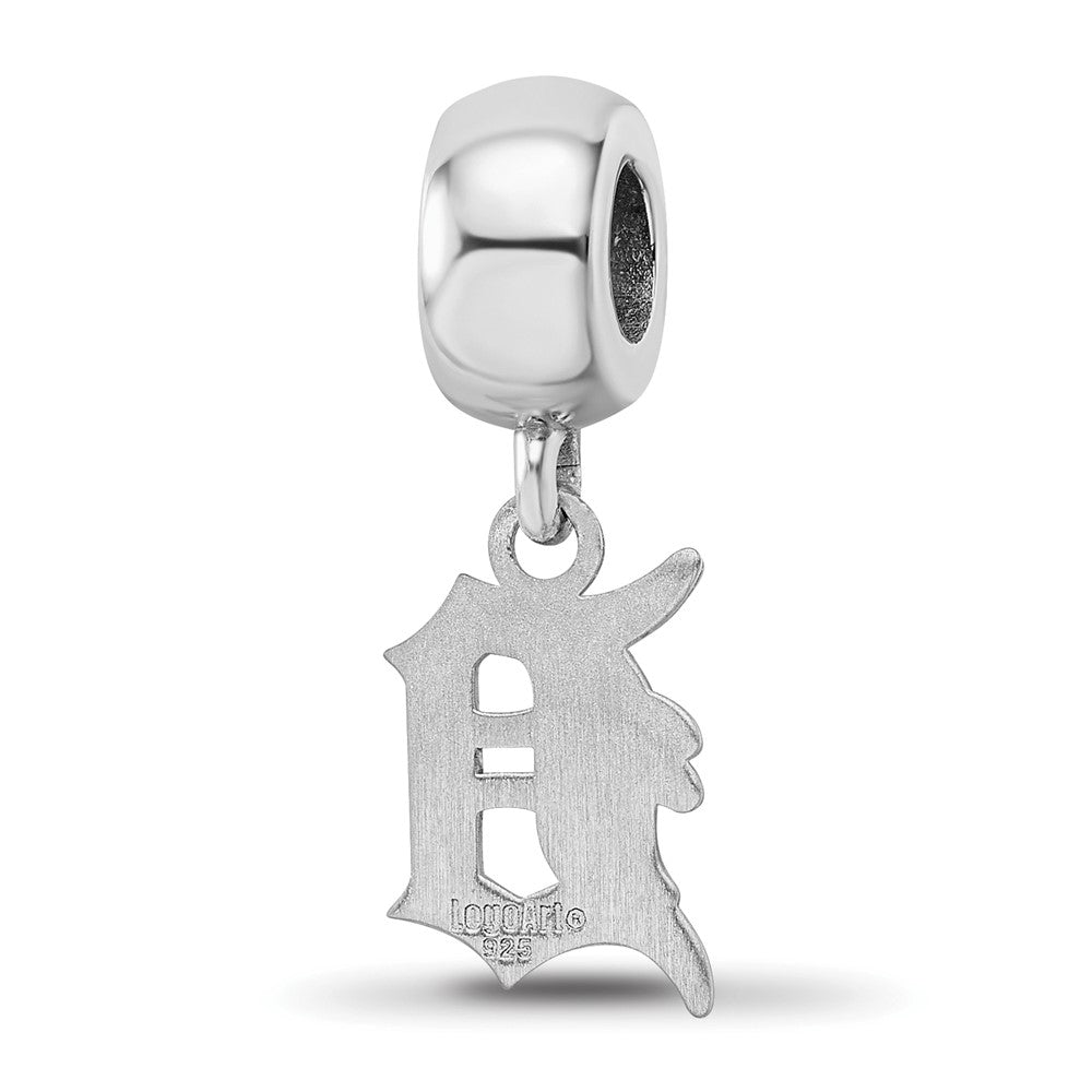 Sterling Silver Rhodium-plated MLB Detroit Tigers Letter D Small Dangle Bead