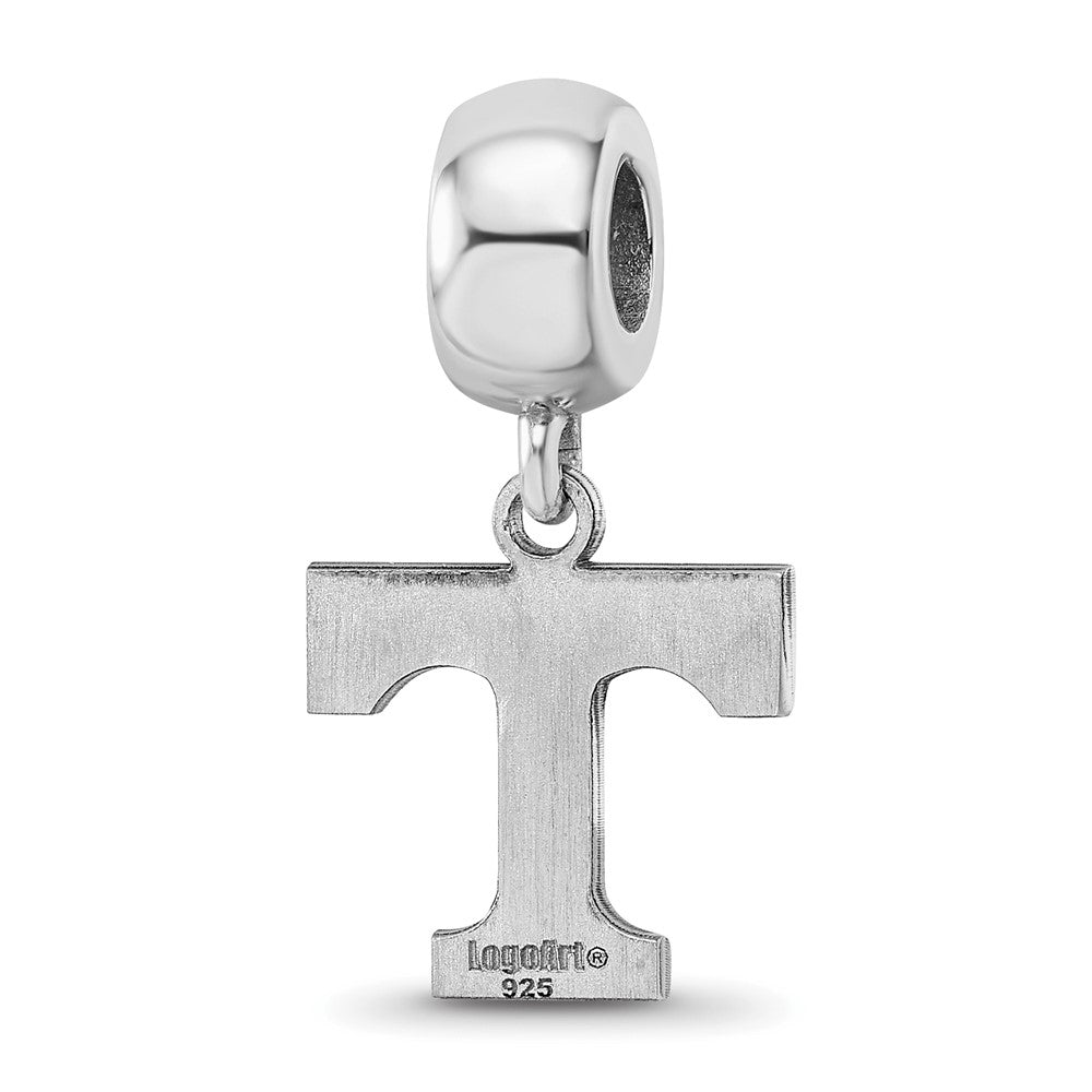 Sterling Silver Rhodium-plated University of Tennessee Letter T Small Dangle Bead Charm
