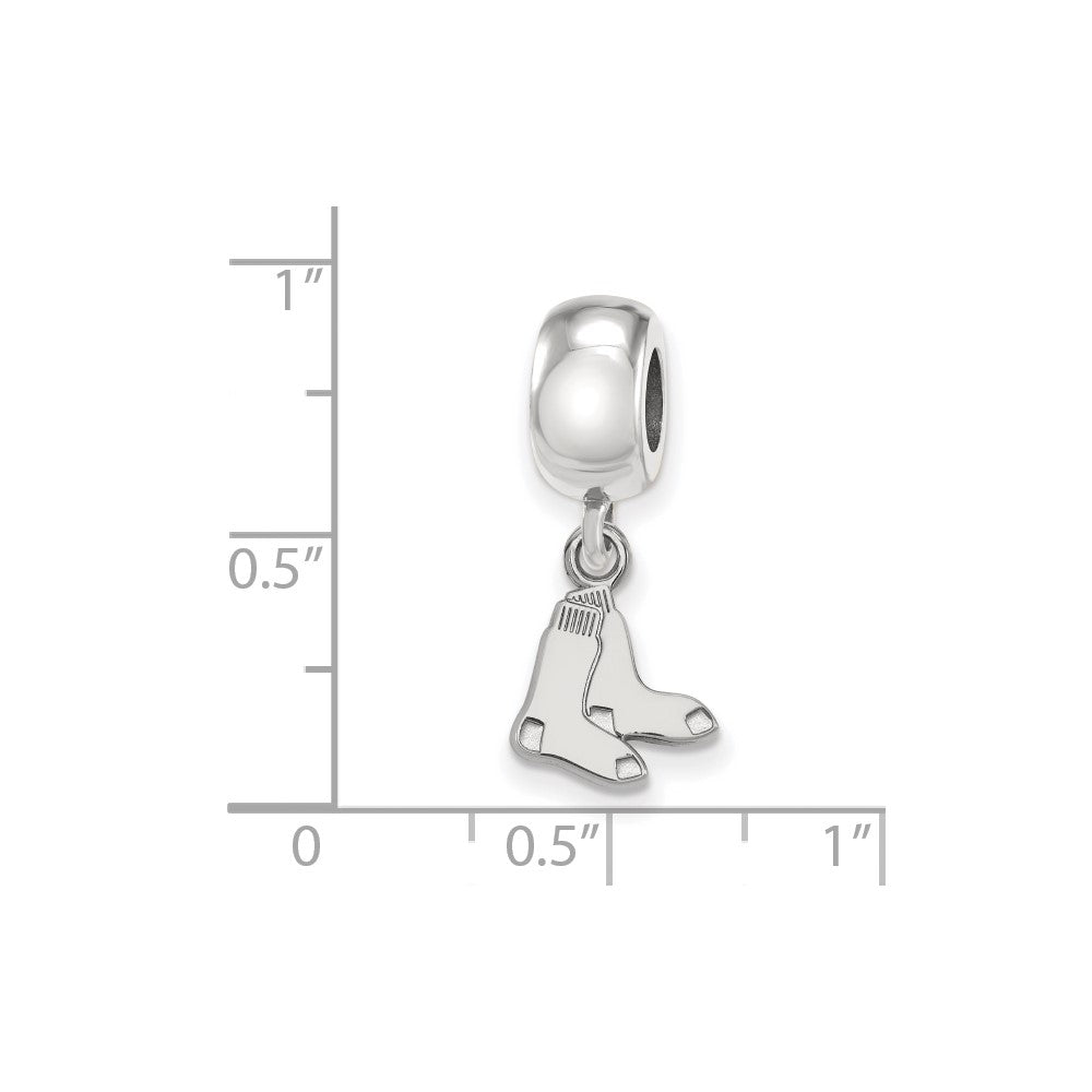 Sterling Silver Rhodium-plated MLB Boston Red Sox Pair of Socks Extra Small Dangle Bead