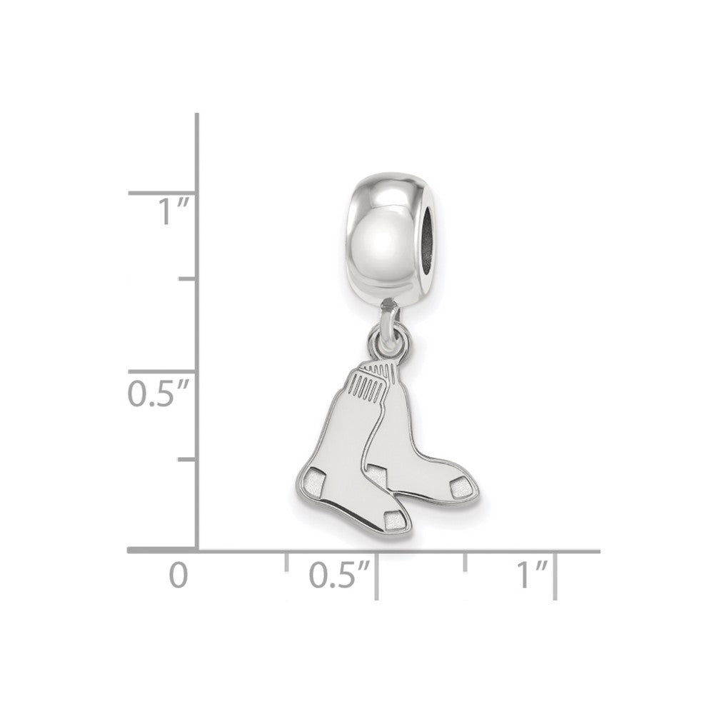 Sterling Silver Rhodium-plated MLB LogoArt Boston Red Sox Pair of Socks Small Dangle Bead