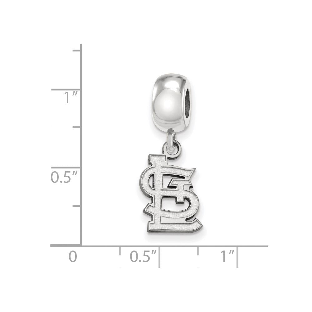 Sterling Silver Rhodium-plated MLB St. Louis Cardinals St. L Small Dangle Bead