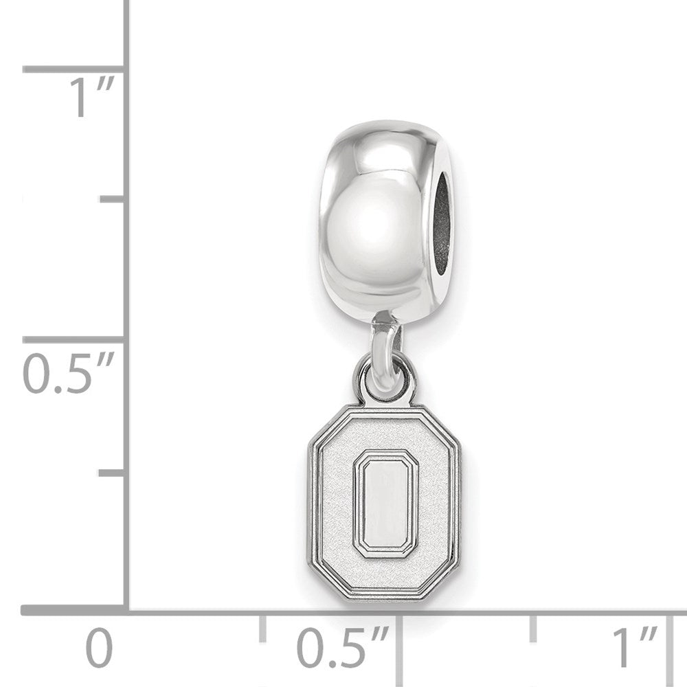 Sterling Silver Rhodium-plated The Ohio State University Letter O Extra Small Dangle Bead Charm