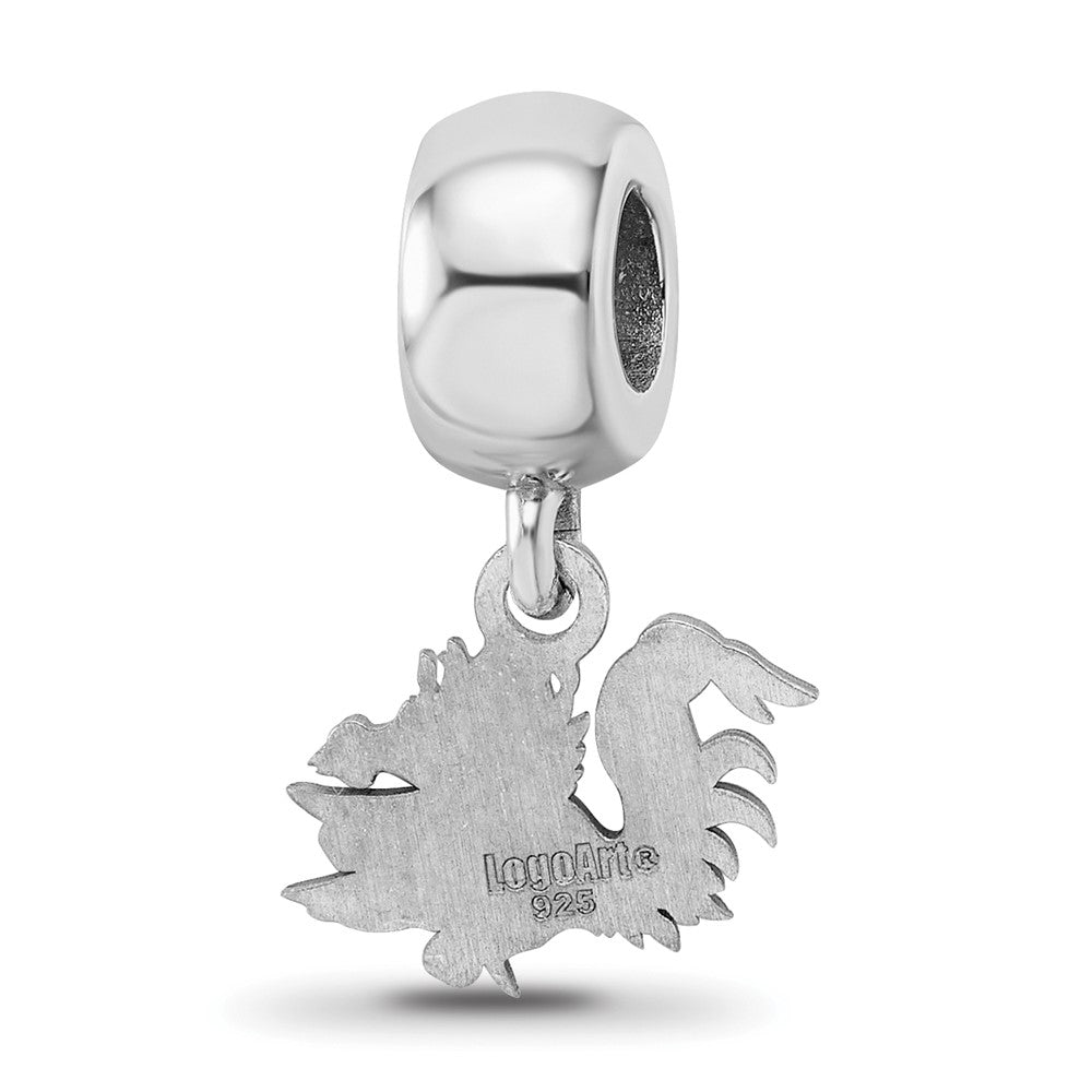 Sterling Silver Rhodium-plated University of South Carolina Gamecock Extra Small Dangle Bead Charm