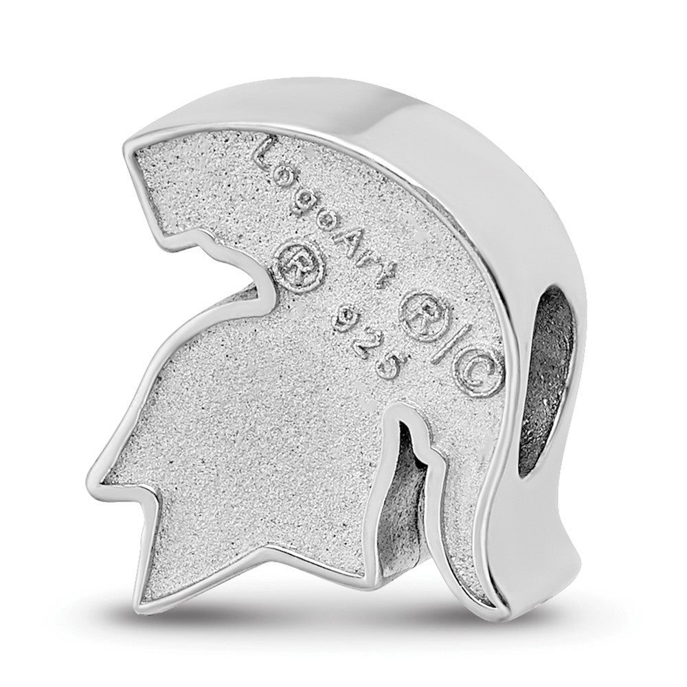 Sterling Silver Rhodium-plated Michigan State University Spartan Enameled Logo Bead