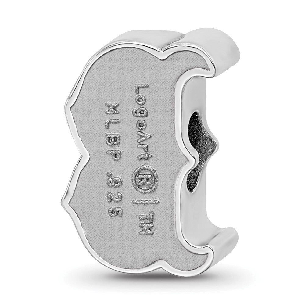 Sterling Silver Rhodium-plated MLB Boston Red Sox Letter B Enameled Bead