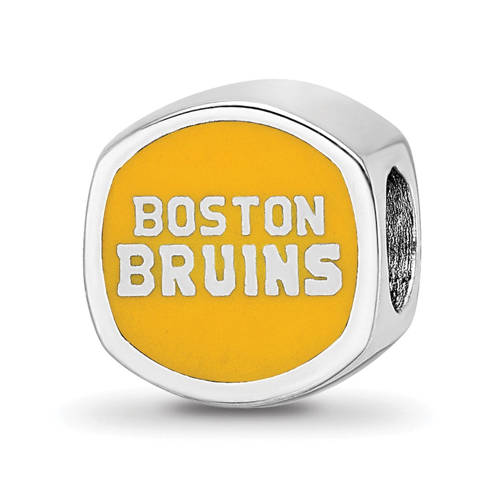 Sterling Silver NHL Boston Bruins Double Logo Enameled Bead