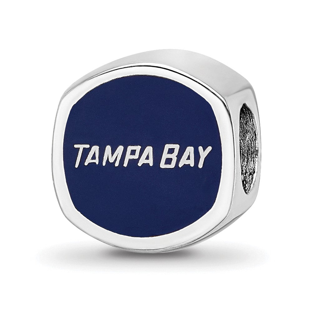 Sterling Silver NHL Tampa Bay Lightning Cushion Shaped Enameled Logo Bead
