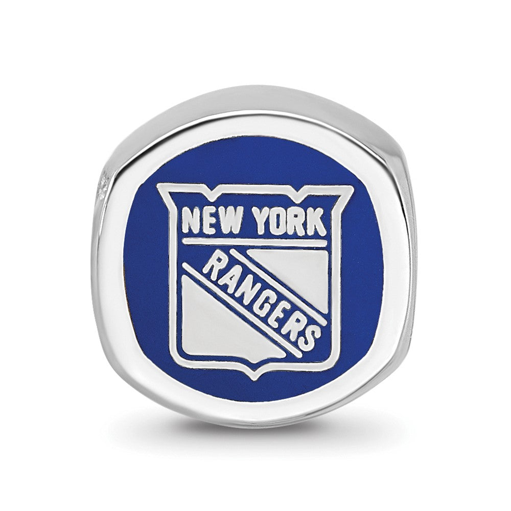 Sterling Silver RH-plated New York Rangers Banner Enamel Bead