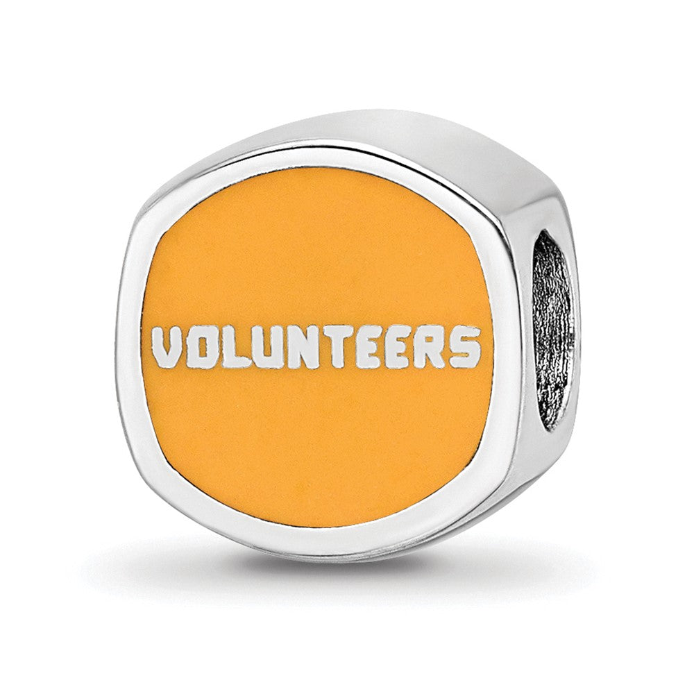 Sterling Silver Rhodium-plated University of Tennessee Enameled Double Logo Bead