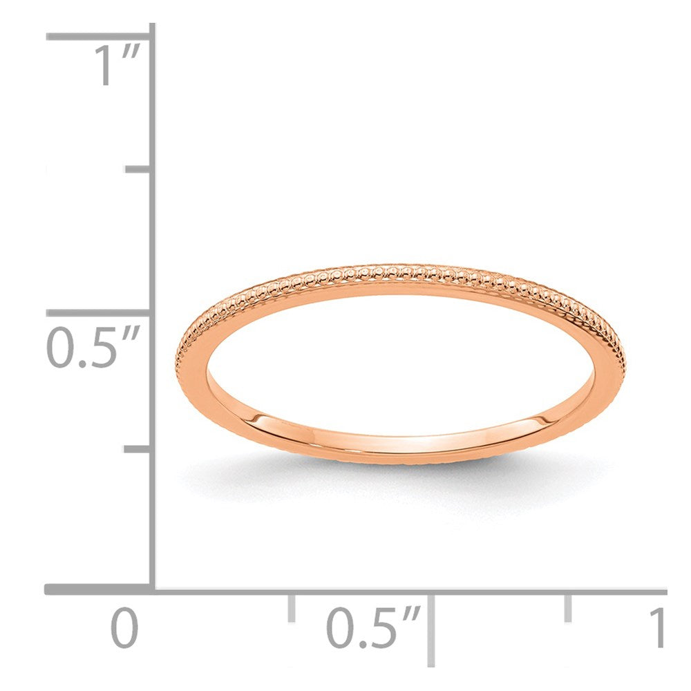14K Rose Gold 1.2mm Beaded Stackable Band Size 8