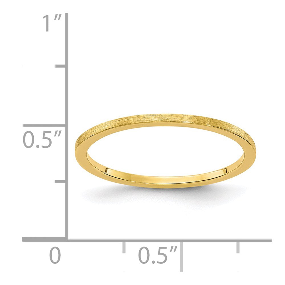 14K Yellow Gold 1.2mm Flat Satin Stackable Band Size 10