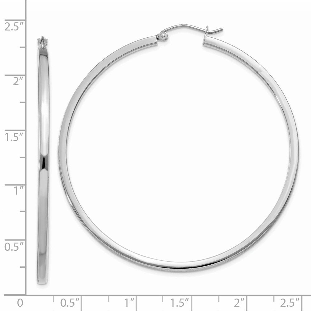 14k White Gold 2mm Square Tube Hoops