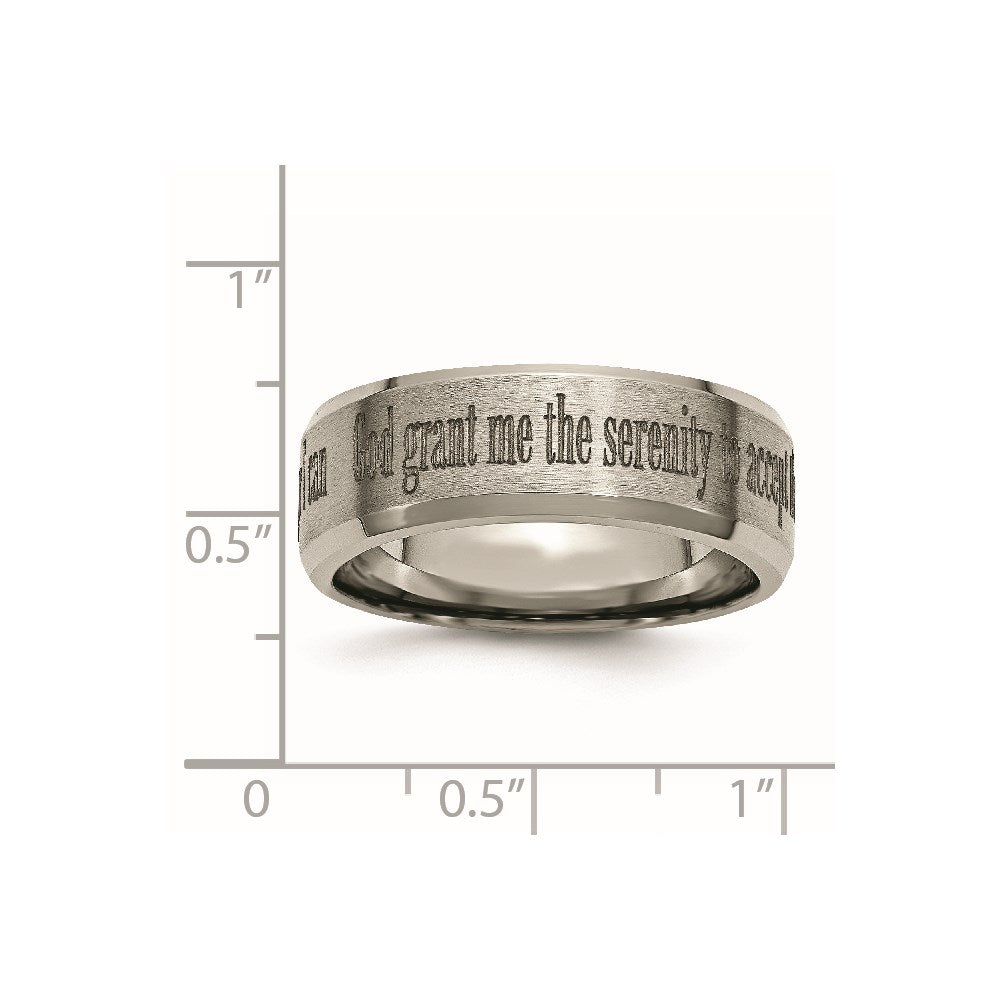 Chisel Titanium Brushed and Polished Serenity Laser Design 8mm Beveled Band