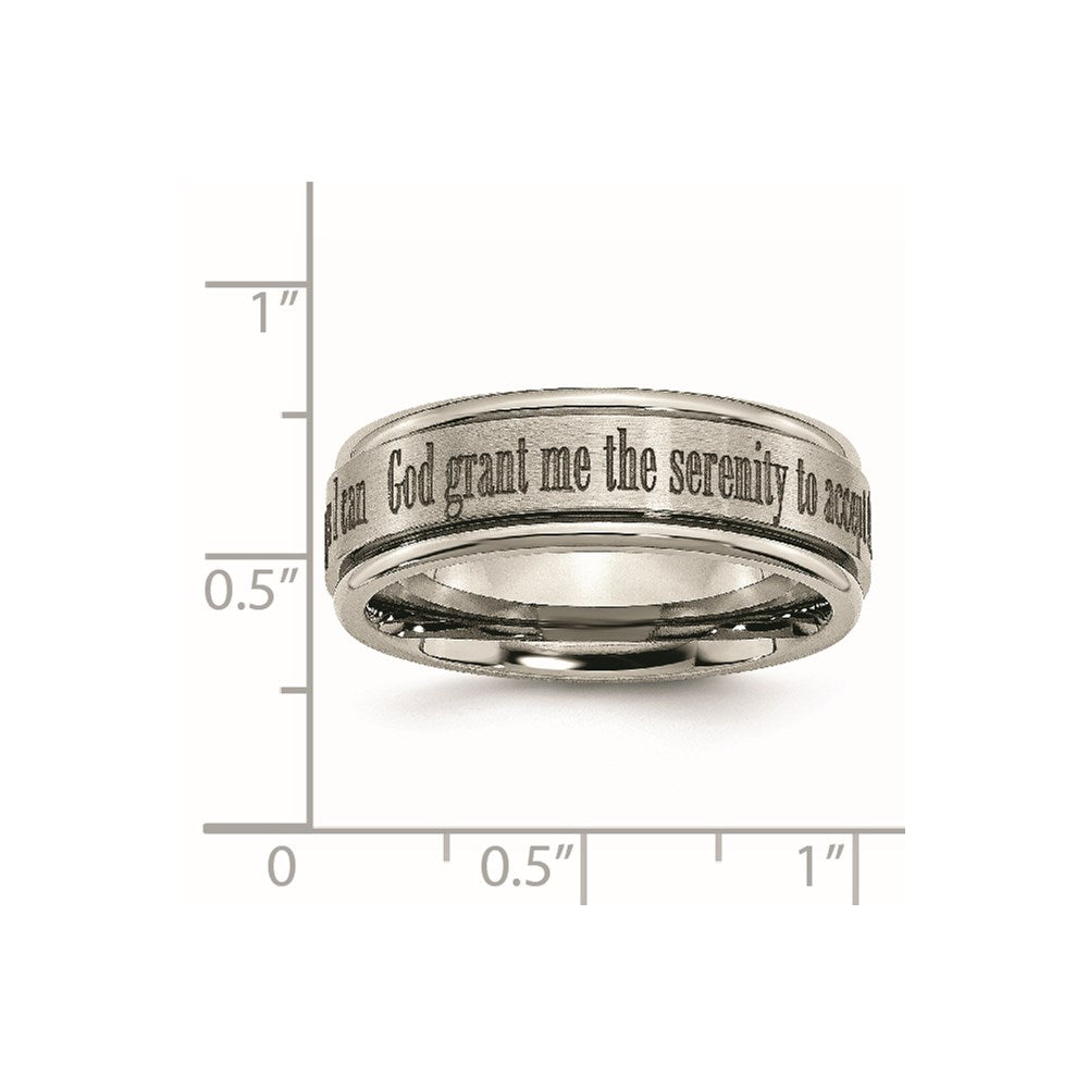 Chisel Titanium Brushed and Polished Serenity Laser Design 8mm Ridged Edge Band