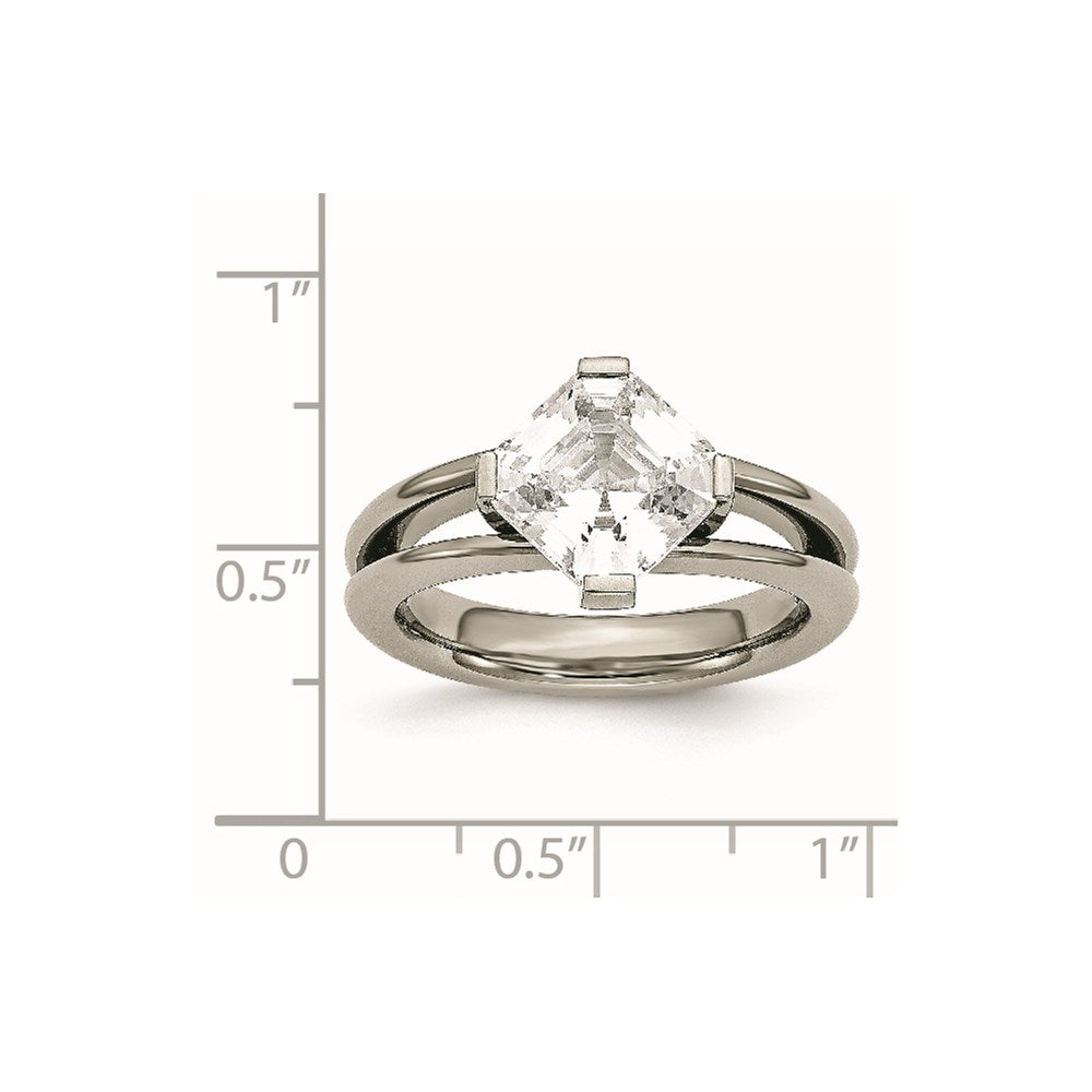 Chisel Titanium Polished with CZ Ring