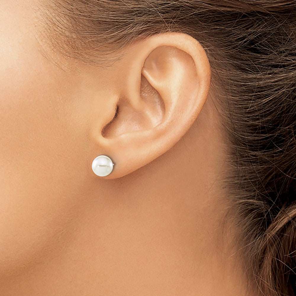 Chisel Titanium Polished 7.75mm Imitation Pearl Post Earrings