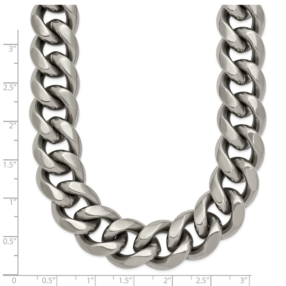 Titanium Polished 14.50mm Curb 20in Necklace