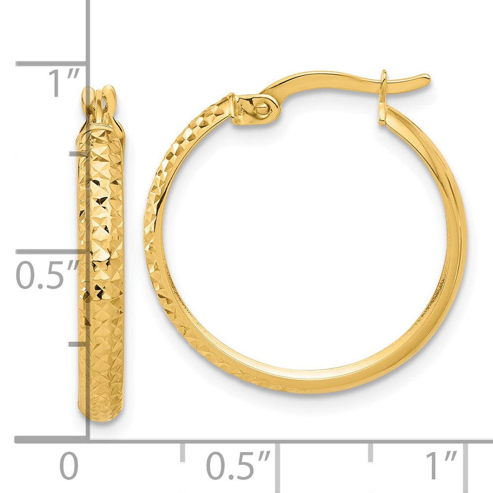 14K Polished and Diamond-cut Hoop Earrings