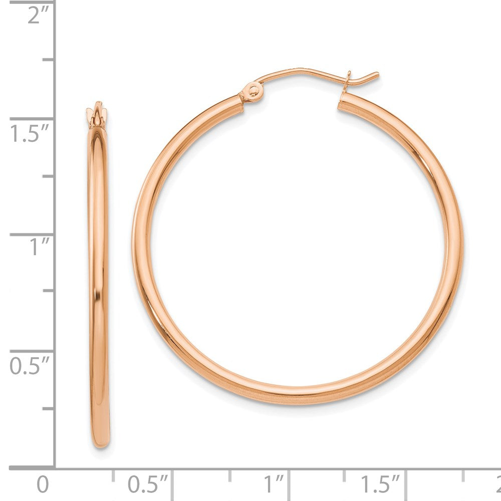 14k Rose Gold Rose Gold Polished 2mm Lightweight Tube Hoop Earrings