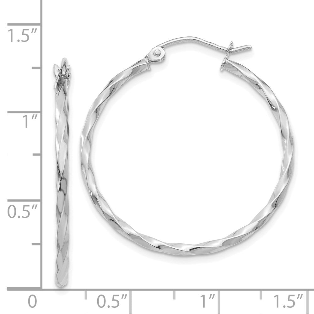 14k WG Twist Polished Hoop Earring