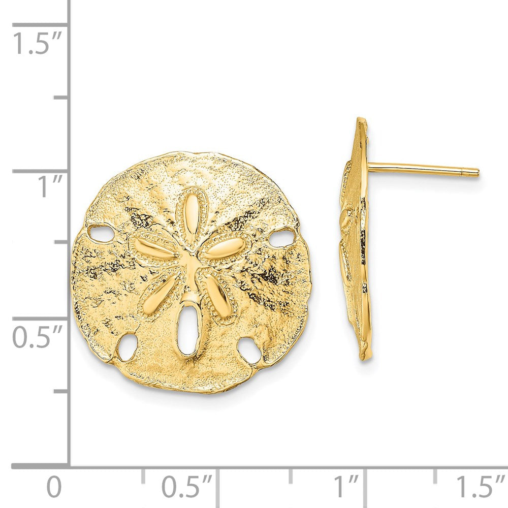 14K Polished Sand Dollar Post Earrings