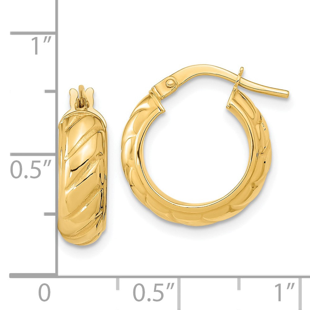 14k Yellow Gold Polished Fancy Hoops