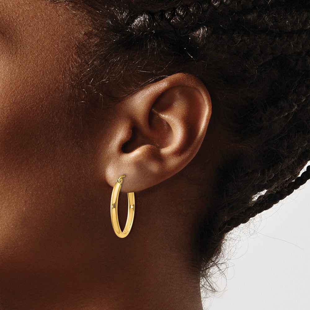14k Polished 2.75mm Oval Tube Hoop Earrings