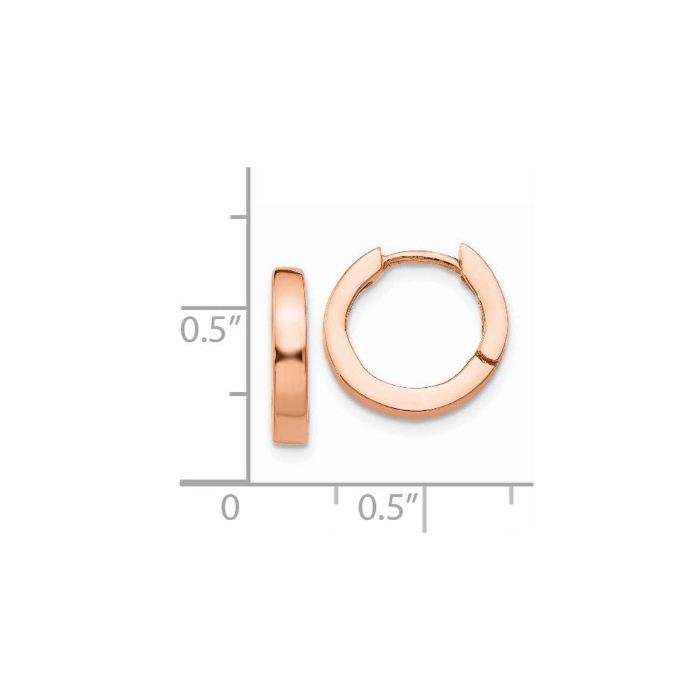 14k Rose Gold Round Hinged Hoop Earrings
