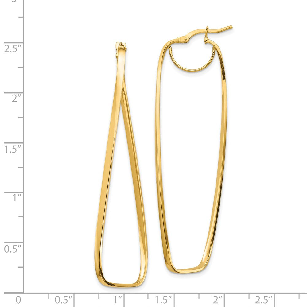 14k Polished 2mm Wavy Rectangle Hoop Earrings