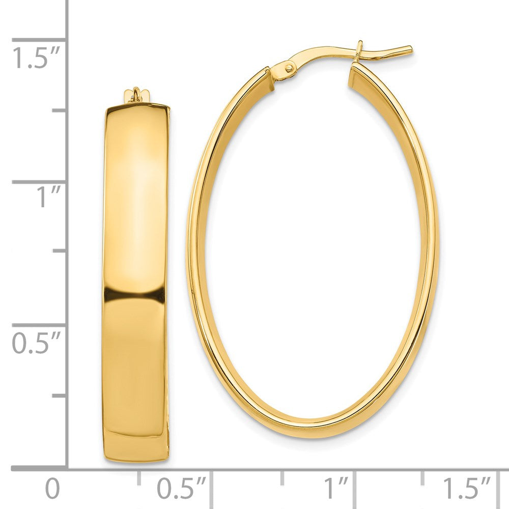 14k High Polished 7mm Oval Hoop Earrings