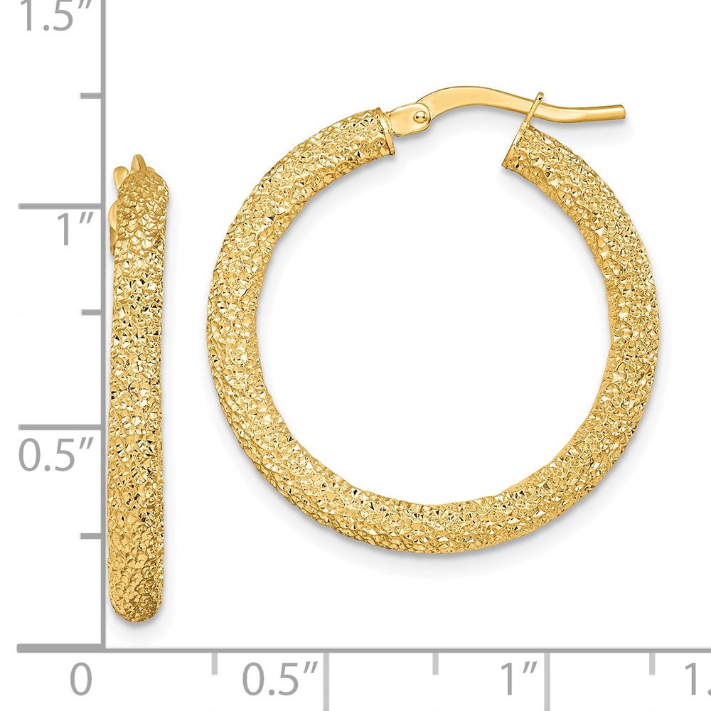 14k Yellow Gold 2.65mm Diamond-cut Hoop Earrings