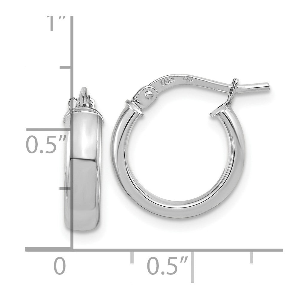 14k White Gold Polished 2.9mm Hoop Earrings