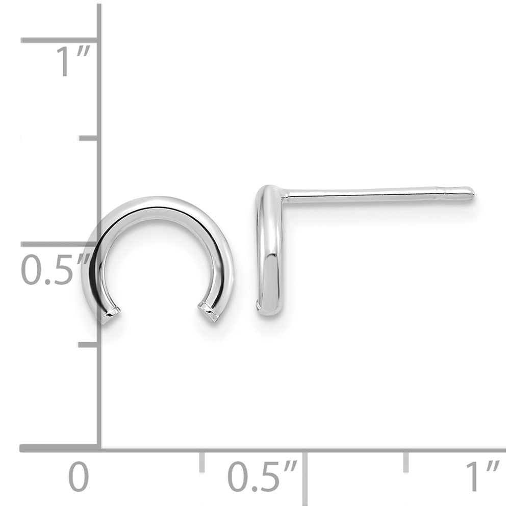14k White Gold Polished U Shape Tube Post Earrings