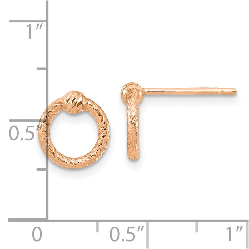 14k Rose Gold Rose Gold Polished D/C Twisted Circle Post Earrings