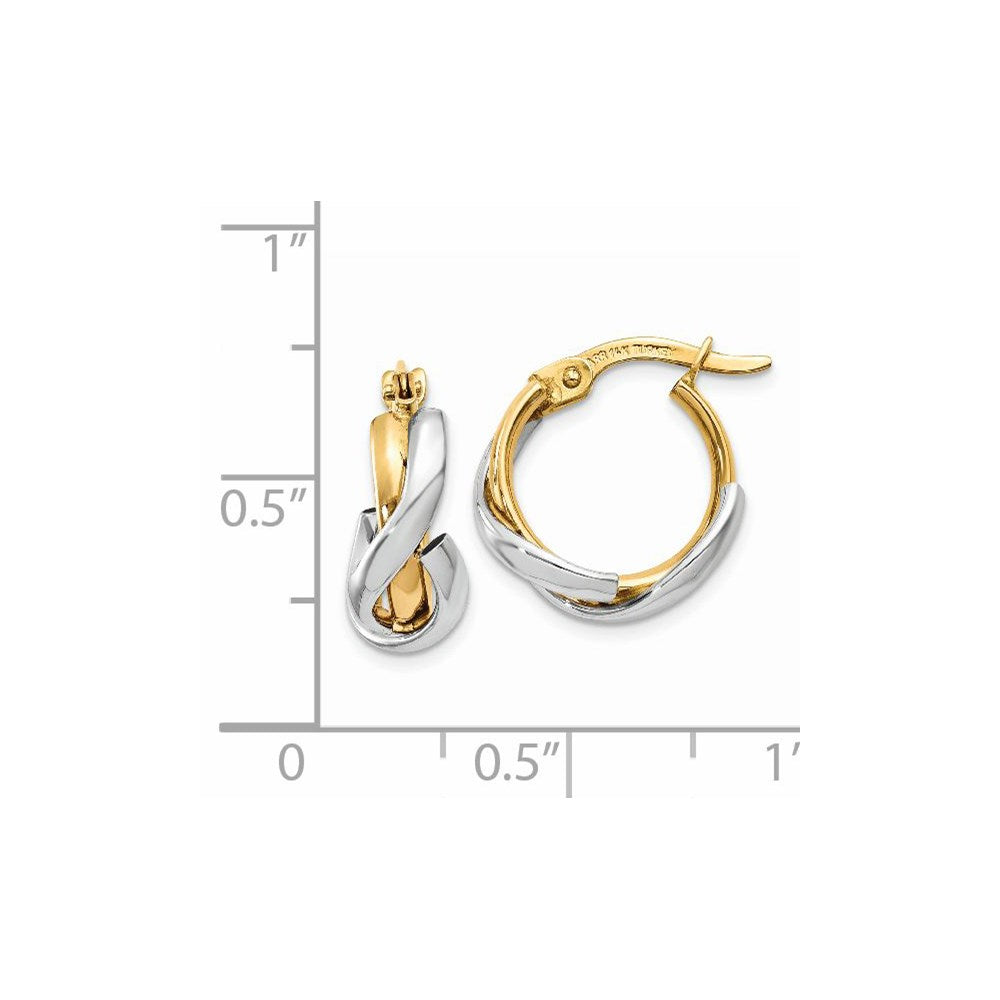14K Yellow Gold Two-Tone Polished Fancy Hoop Earrings