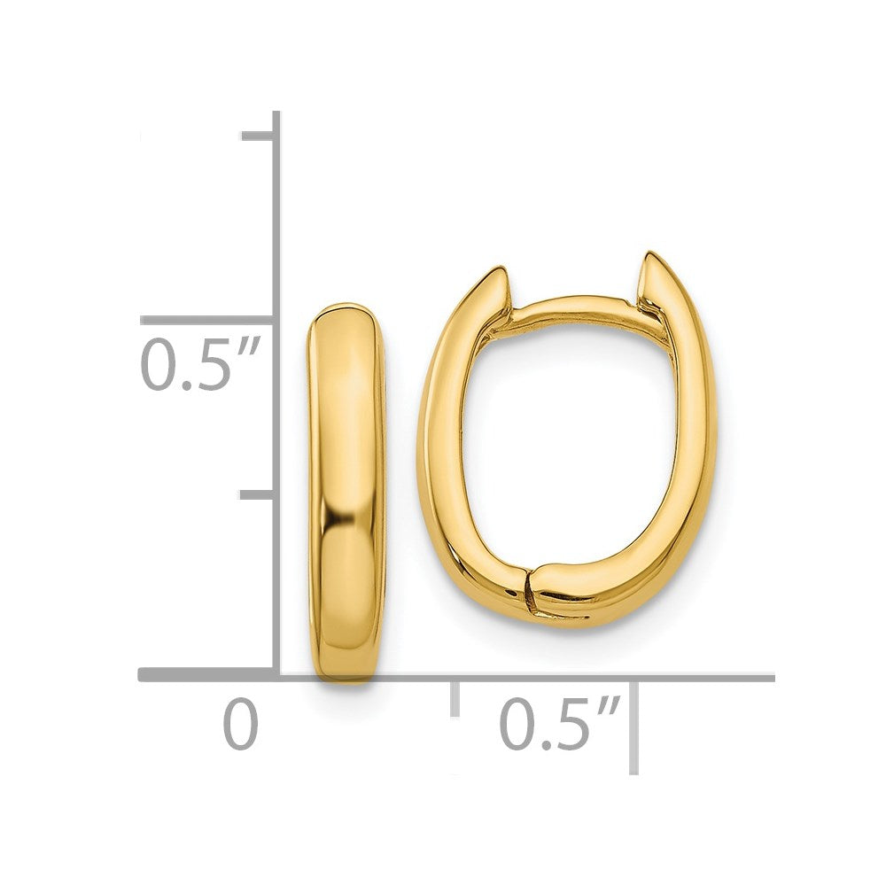 14k Oval Hinged Hoop Earrings