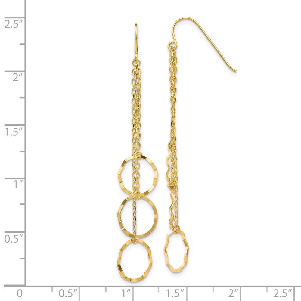 14K Faceted Circle Dangle Earrings