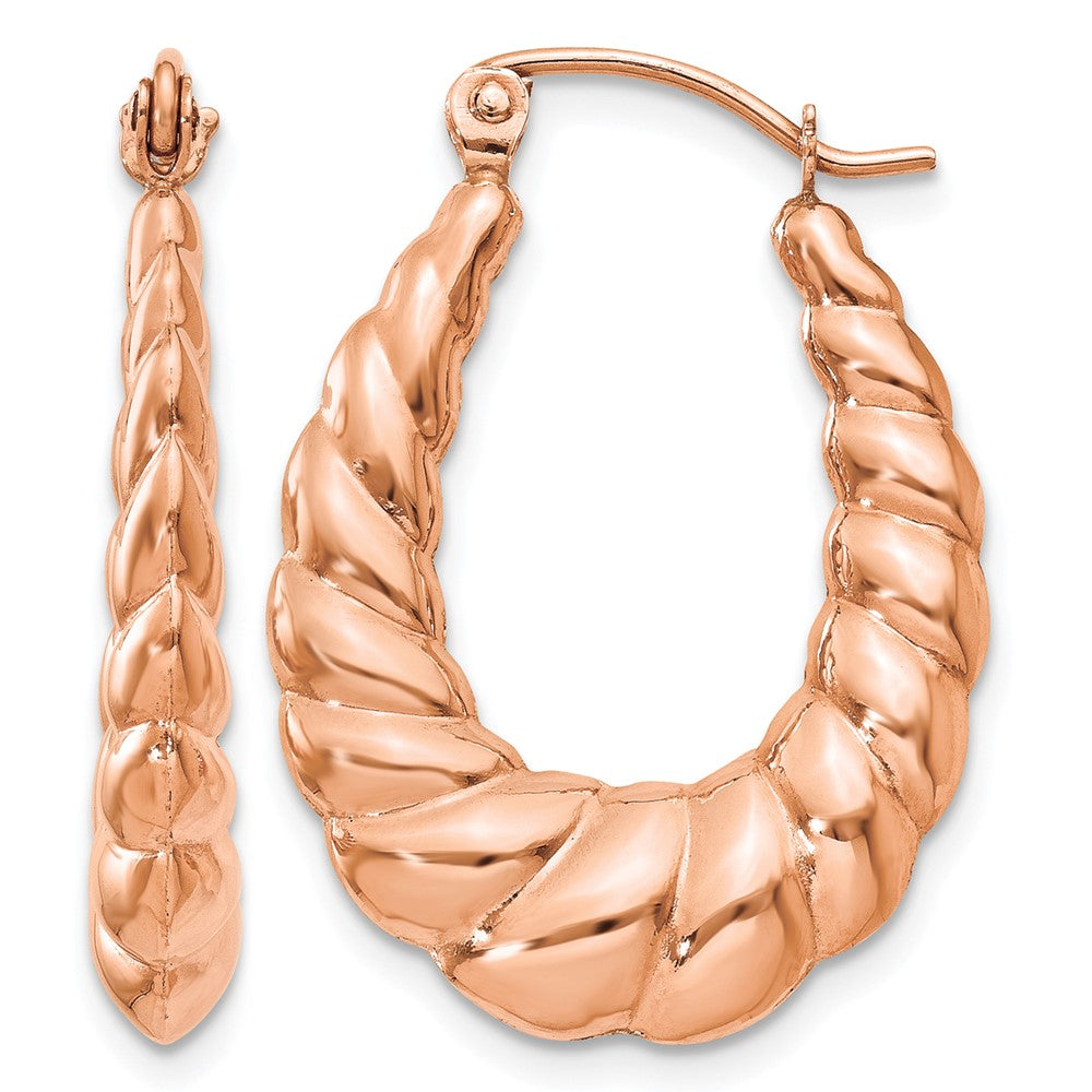 14k Rose Gold Polished Twisted Hollow Hoop Earrings