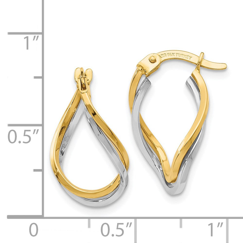 14k Yellow Gold Two-tone Twisted Hoop Earrings