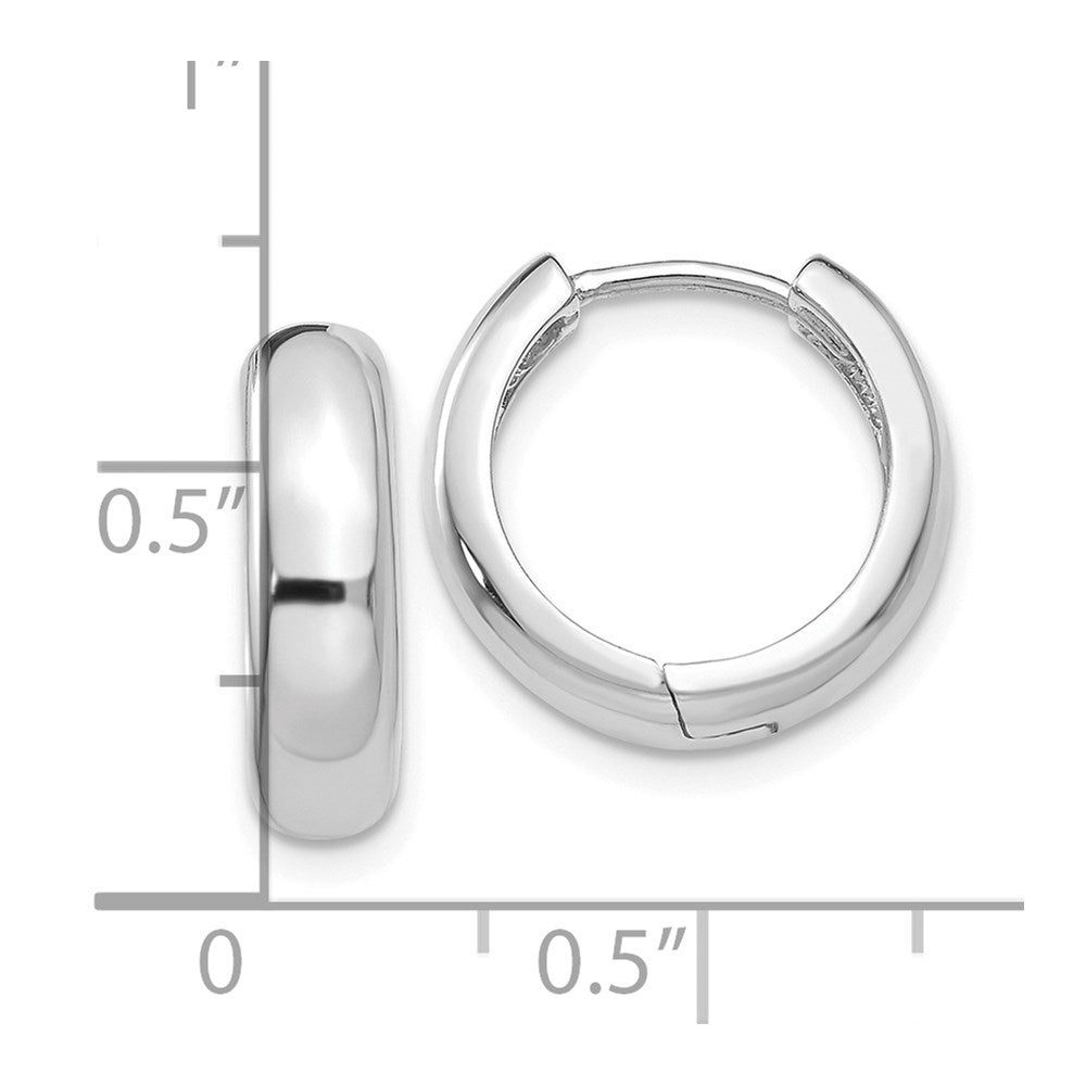 14k White Gold Round Hinged Hoop Earrings