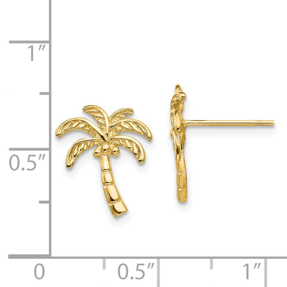 14k Yellow Gold Palm Tree Post Earrings