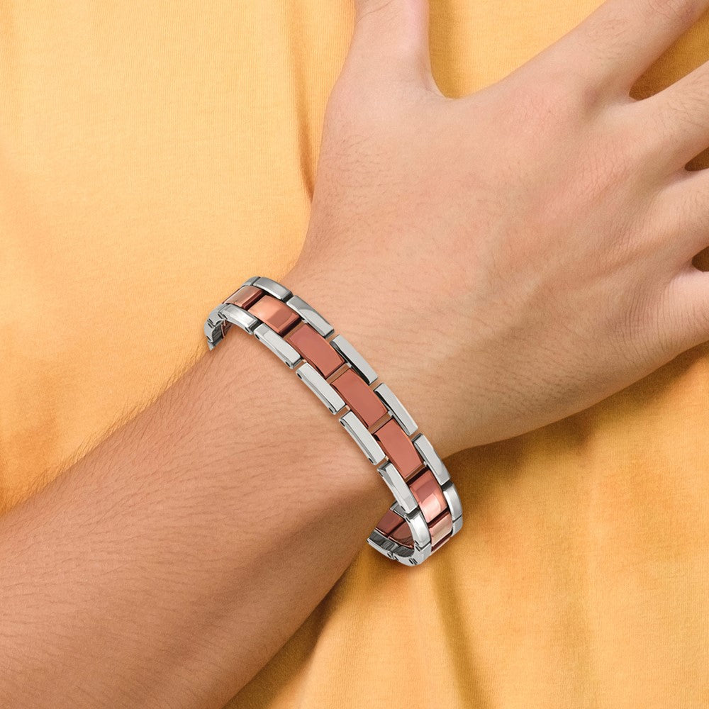 Chisel Tungsten Polished Brown IP-plated 8.5 inch Bracelet
