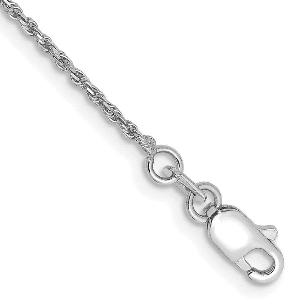 14K White Gold 7 inch 1.15mm Diamond-cut Machine Made Rope with Lobster Clasp Chain Chain