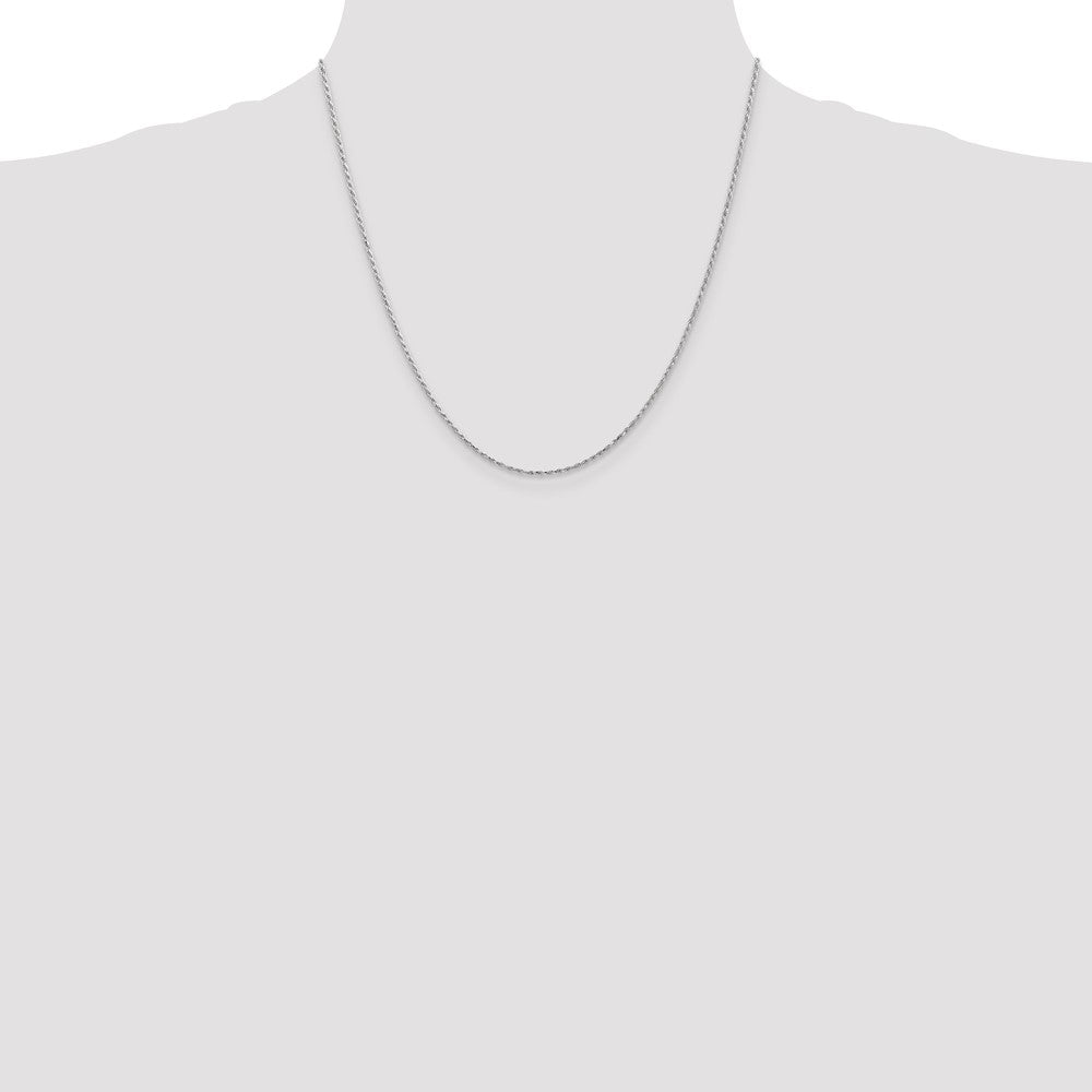 14K White Gold 20 inch 1.3mm Diamond-cut Machine Made Rope with Lobster Clasp Chain Chain