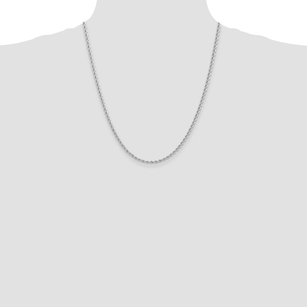 14K White Gold 22 inch 2.75mm Regular Rope with Lobster Clasp Chain